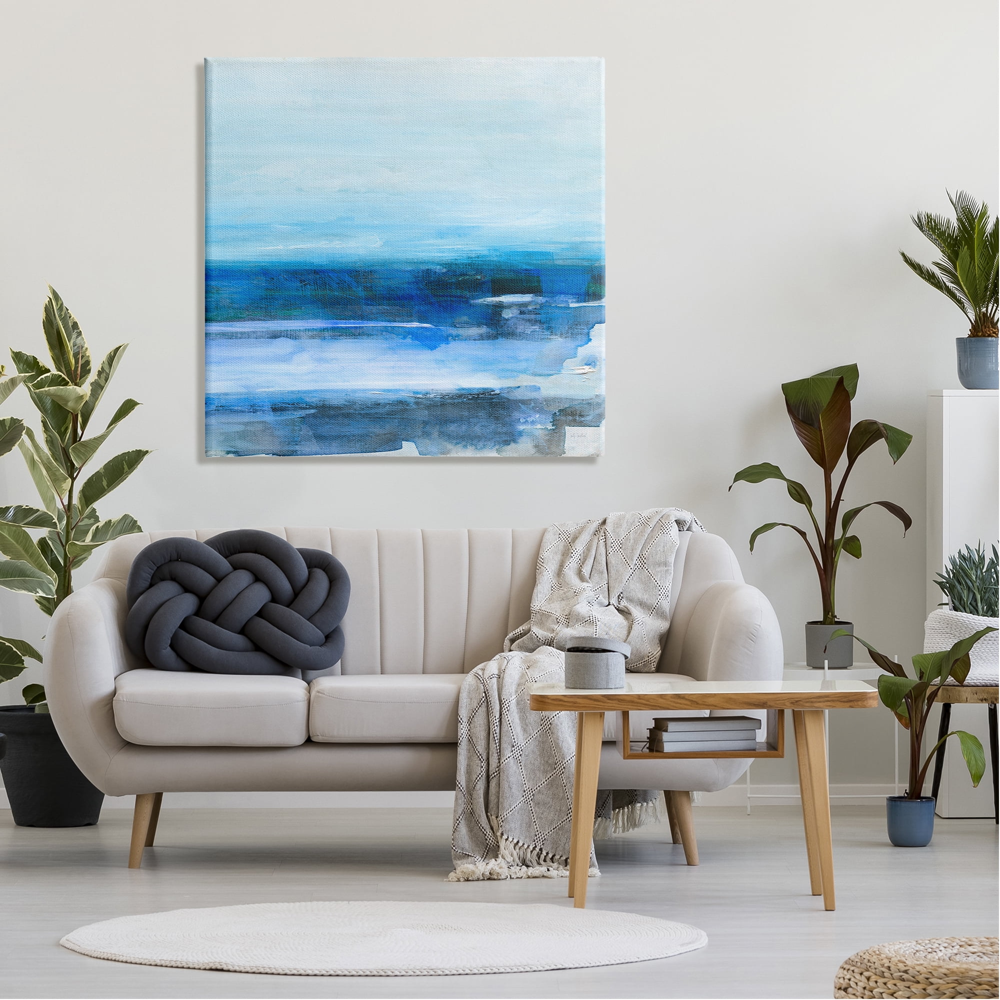 Stupell Industries Modern Ocean Beach Scene Abstract Painting Gallery Wrapped Canvas Art Print Wall Art, 36 x 36