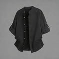 thumbnail image 2 of ZCFZJW Mens Dress Shirts Wrinkle Free Dress Shirts for Men Casual Rolled-up Long Sleeve Button Down Shirts Banded Collar Shirts Black XXXXL, 2 of 6