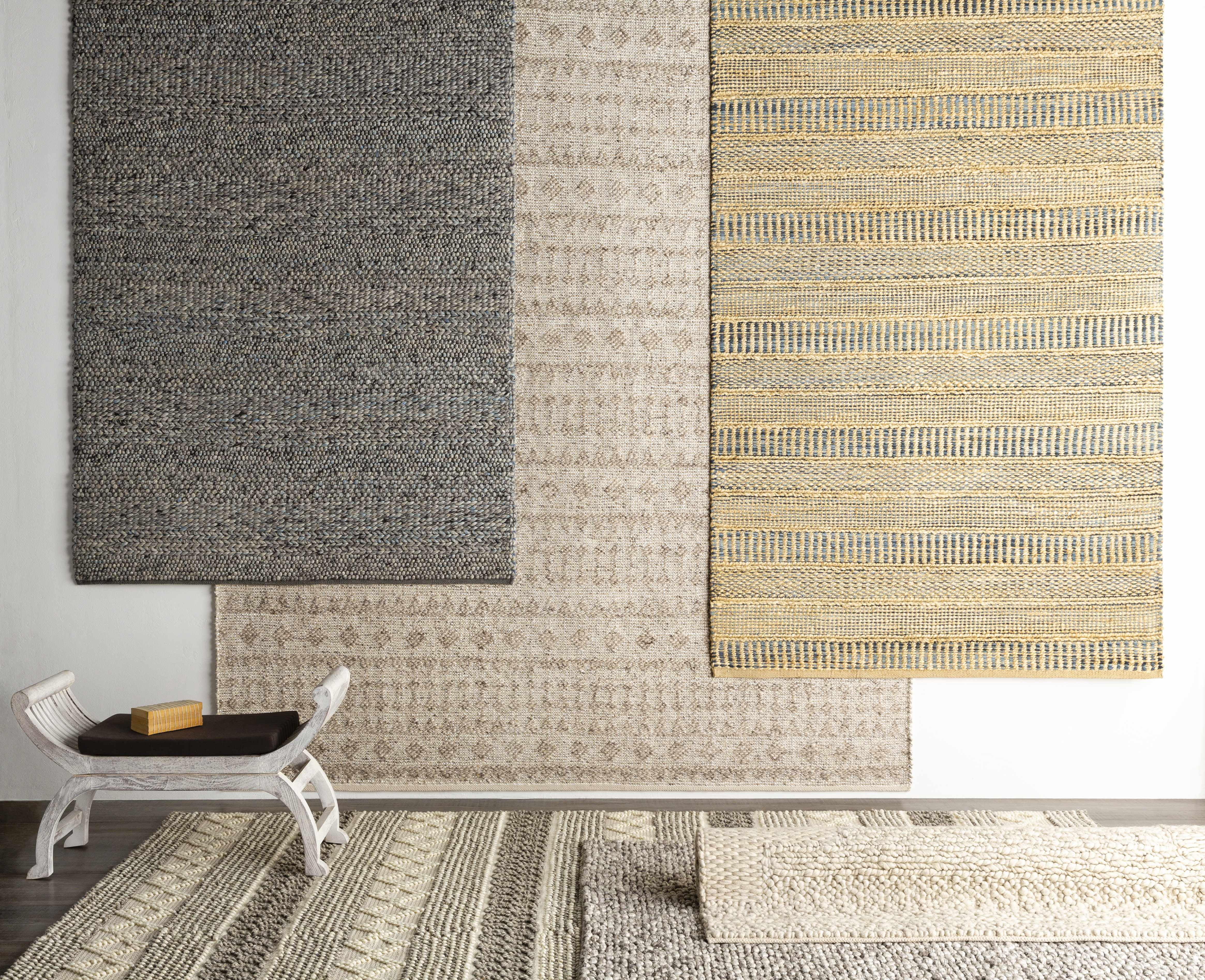 Hauteloom Antigo Boho Hand Woven Wool High Low Textured Area Rug - Farmhouse Moroccan Trellis Carpet for Living Room - Handmade Zig Zag Bubble Weave - Beige, Gray, Cream - 5' x 7'6" (5x7)