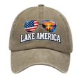 thumbnail image 2 of Unisex Baseball Cap, Vintage Washed Cotton Adjustable Dad Hat for Men and Women "LAKE AMERICA", Curved Brim Casual Cap for Everyday Outdoor Wear, 2 of 7