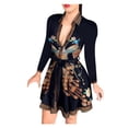 thumbnail image 1 of Pompotops Blouse Décontractée à Boutons pour Femmes Manches Longues Col en V Ceinturée Hauts Robe, 1 of 4
