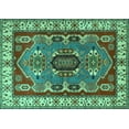 thumbnail image 1 of Ahgly Company Indoor Rectangle Geometric Turquoise Blue Traditional Area Rugs, 7' x 9', 1 of 4