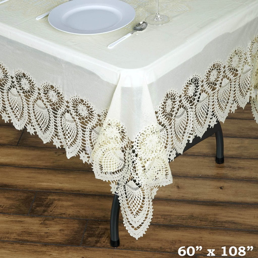 Balsacircle 60 X 108 Rectangular Vinyl Tablecloth With Crochet Balsacircle 60 X 108 Rectangular Vinyl Tablecloth With Crochet Lace Party Events Table Covers Decorations Com