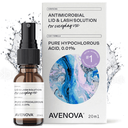 Avenova Antimicrobial Eyelid and Lash Cleanser - Soothing Formula, Effective Relief from Irritation, Dry Eyes, Styes and Blepharitis. Pure and Gentle Hypochlorous Acid Spray, 20 mL (0.68 oz)
