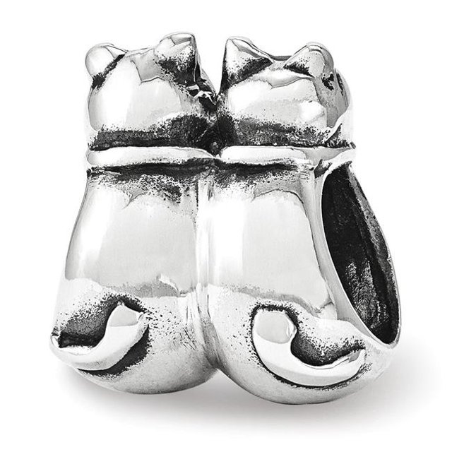 Reflection Beads QRS3507 Sterling Silver Reflections Twin Cats Bead