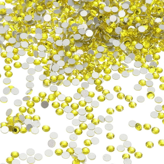 Uxcell SS8 Round Flatback Rhinestones 2.3-2.5mm Crystal Glass Gems Diamonds for DIY Crafts Clothes Shoes Nail Art Decoration, Lemon Yellow 2880Pcs