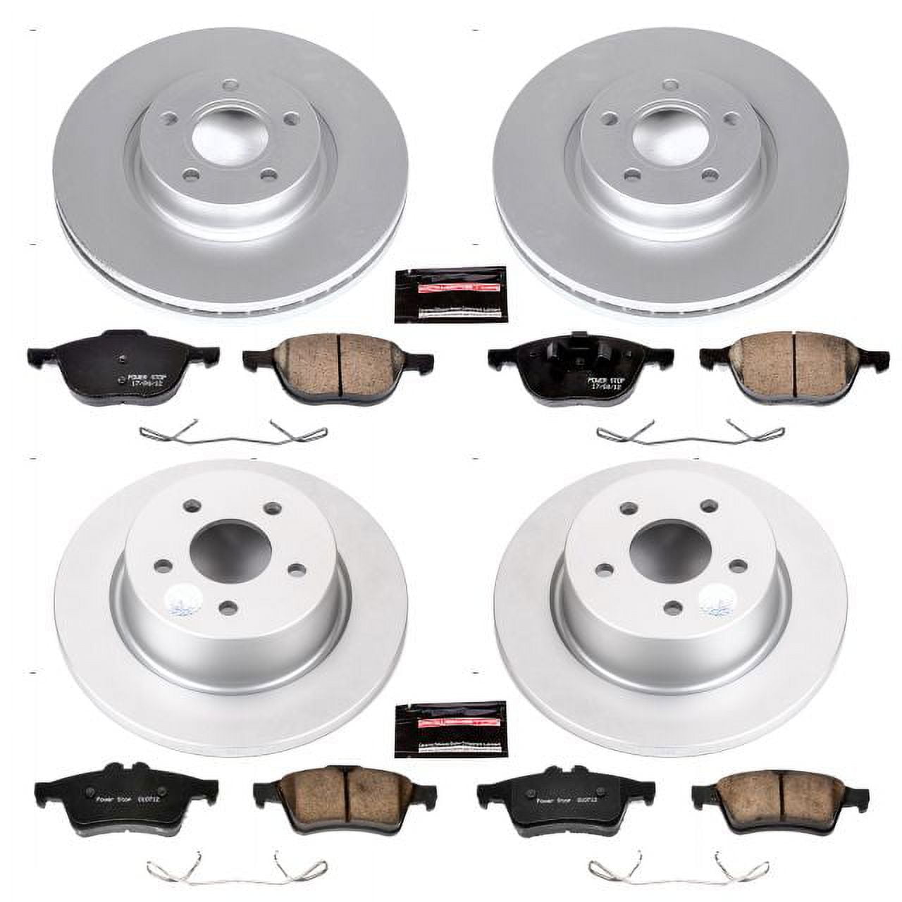 PowerStop Front and Rear Geomet Coated Brake Rotor and Pad Kit Fits: FORD Select Models CRK6477