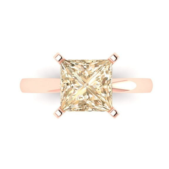 Solitaire Engagement Ring for Women - 3ct Natural Morganite in 18K Rose Gold Promise Ring