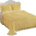 thumbnail image 1 of Collections Etc Calista Chenille Lightweight Bedspread with Fringe Border, Yellow, Full, 1 of 2