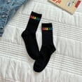 thumbnail image 6 of Milue Women Y2K Harajuku 3D Rainbow Bear Calf Socks Ribbed Knit Cotton Bright Socks, 6 of 21