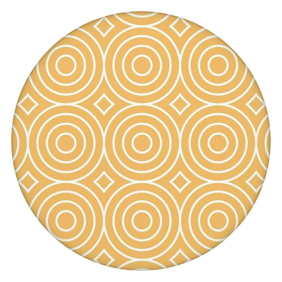 Round Elastic Tablecloth,Waterproof Table Cover,Yellow Geometry Table Cloth Fits 36"-44" Round Tables for Dinner Outdoor Picnic Flowers