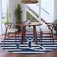 thumbnail image 4 of Round Area Rug 5 Ft, Navy Blue Anchor Nautical Non Slip Area Rugs for Living Room, Navy Blue Striped Farmhouse Washable Low Pile Circle Throw Carpet for Indoor Dining Room Bedroom Nursery Decor, 4 of 9