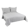 thumbnail image 2 of Marina Decoration Solid Embossed Pinsonic Coverlet Bedspread Bedding Ultra Soft Summer Quilt Set with Shams, Silver Color, 2 of 6