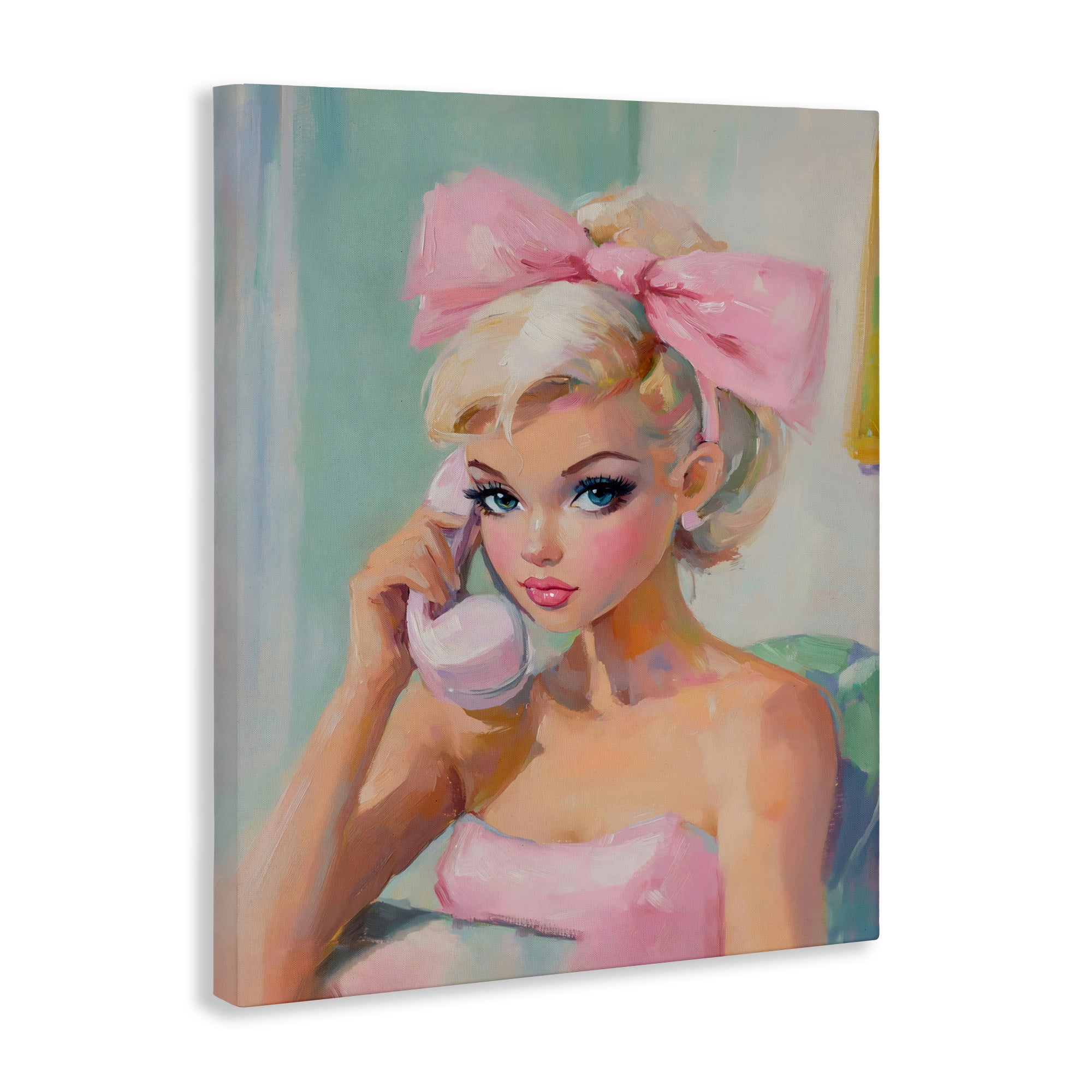 Stupell Industries Blonde Girl with Pink Bow Canvas Wall Art, design by The Prints Vibe