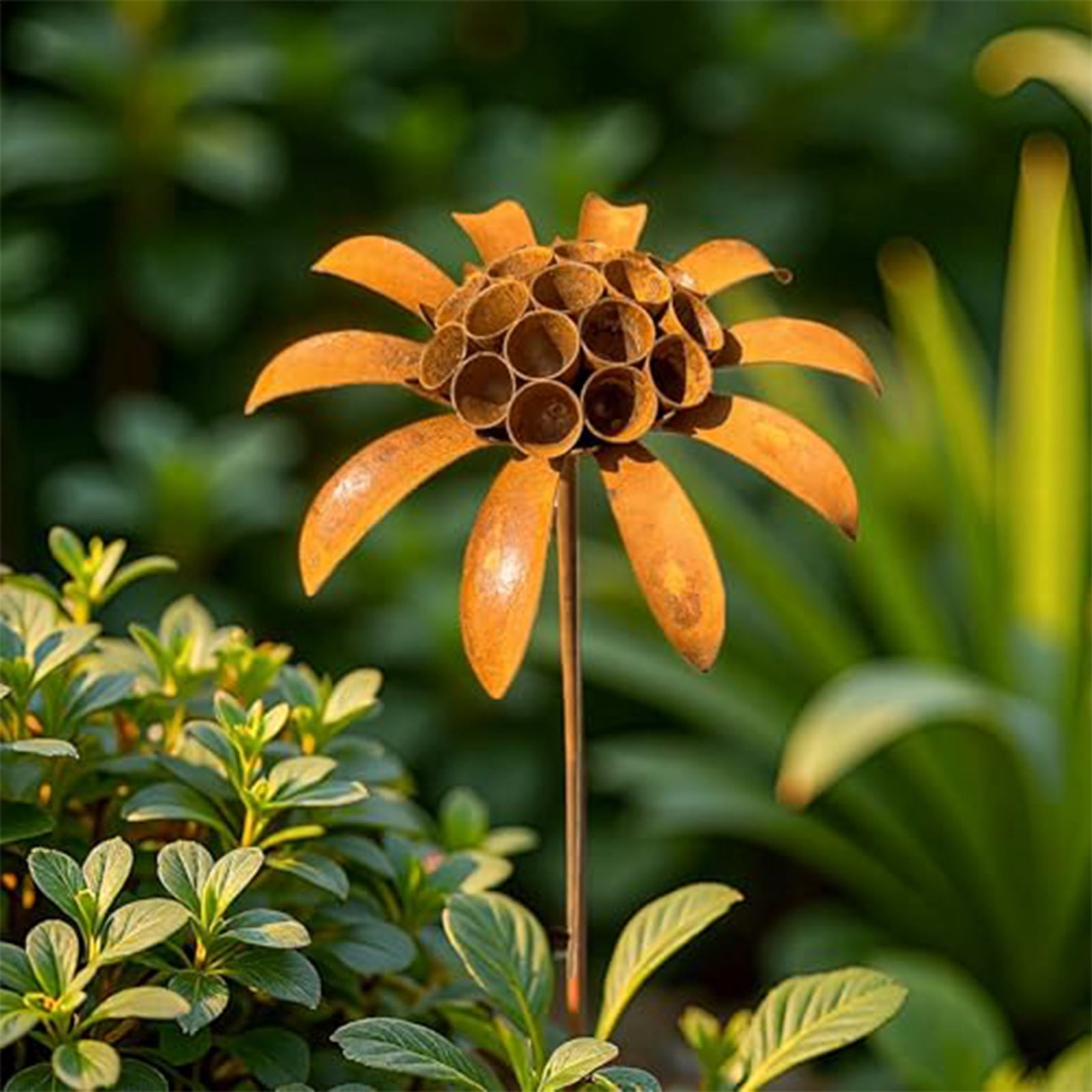 Metal Flowers for Outside, Decorative Garden Stakes, Flower Bed Decorations Outdoor, Metal Garden Flowers Sculpture for Lawn Porch Pathway Patio