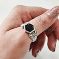 thumbnail image 6 of Hexagon Black Onyx Ring, 925 Sterling Silver Oxidized, Women Ring, Natural Onyx, December Birthstone, Christmas, Thanksgiving, Tiny Dainty Ring, Handmade, Statement Jewelry, Wedding, Anniversary Gift, 6 of 8
