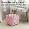 thumbnail image 5 of LEHZROAJ Button Tufted Velvet Vanity Stool with Metal Legs, Modern Makeup Ottoman, Upholstered Foot Rest Footstool for Living Room Bedroom（Pink）, 5 of 8