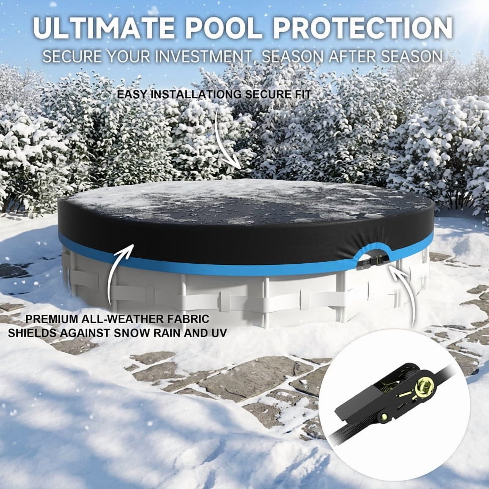 SHELTUSE 30Ft Round Pool Cover, Covers for Above Ground Pools, Inflatable Pool Cover Protector , Above Ground Pool Cover, Winter Pool Cover, Waterproof and Dustproof Swimming Pool Covers, Blue