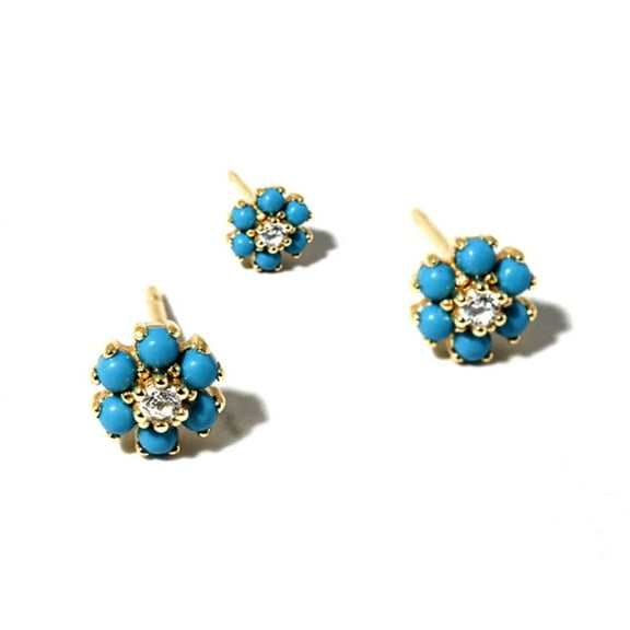 ArtpalaceByMitika Genuine Arizona Turquoise Gemstone Studs Earrings in Solid 925 Yellow Gold Plated Handmade Minimalist Earrings Jewelry Gift