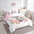 thumbnail image 3 of Manfei Grey Koala Animal Bedding Comforter Set 7pcs for Kids, Pink Cherry Blossoms Queen Bedding Sets, Kawaii Cartoon Theme Reversible Queen Sheet Sets, Lightweight Room Decor, 3 of 7