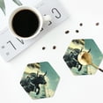 thumbnail image 4 of Zufioo Bull Charging Through Waves Print Leather Coaster Set, Decorative PVC Coasters 4-pack - Scald and Stain-resistant, Suitable for Home, Cafes, Restaurants-Hexagon, 4 of 6