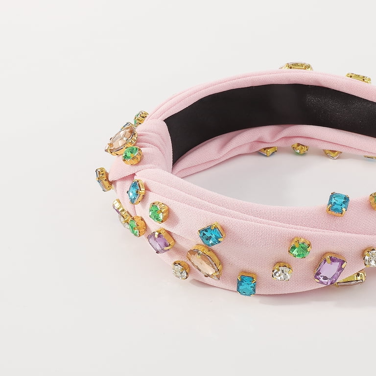 Knotted Jeweled Headband Rhinestone Knotted Blue Headbands 