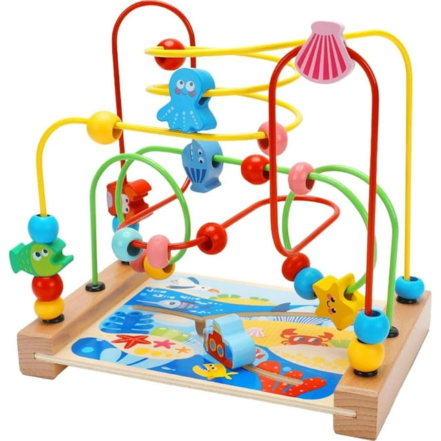 Montessori Adventure Bead Maze Play Center With Sea Animal Figures For Toddlers Fine Motor Skills Development And Early Learning Activity