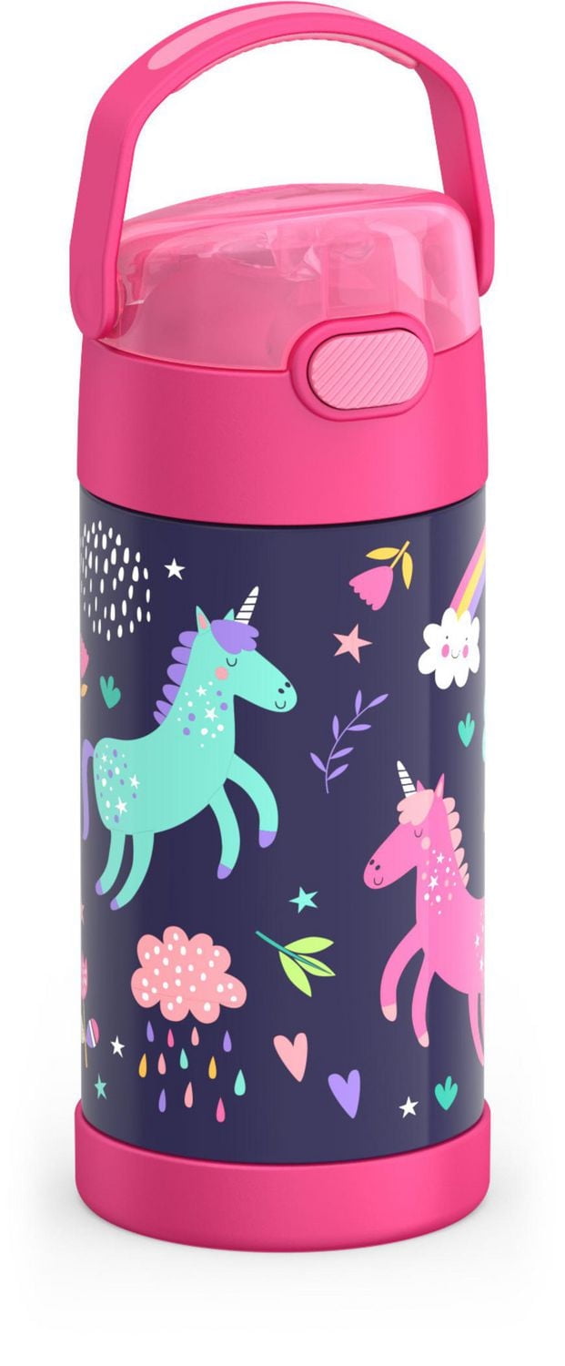 Thermos Kids Vacuum Insulated Funtainer Water Bottle with Flip Up Straw, 355ml, Unicorn