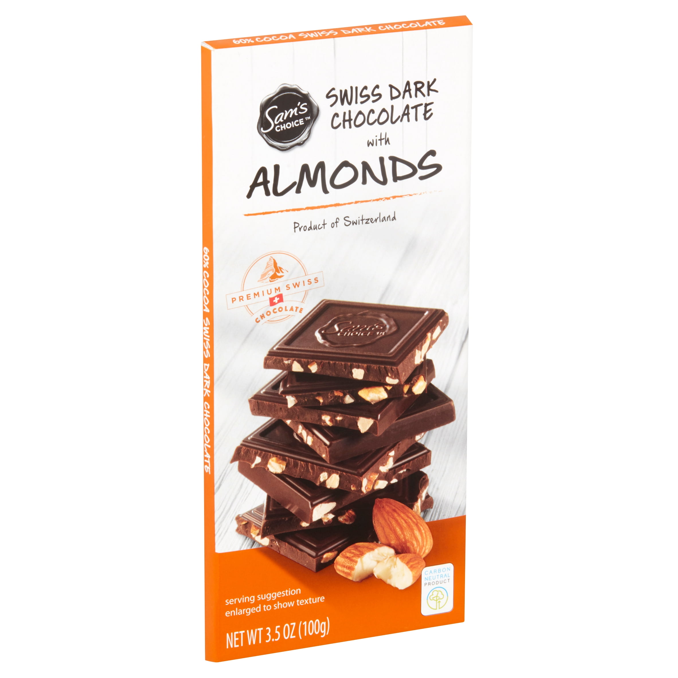 Sam's Choice Swiss Dark Chocolate with Almonds, 3.5 oz