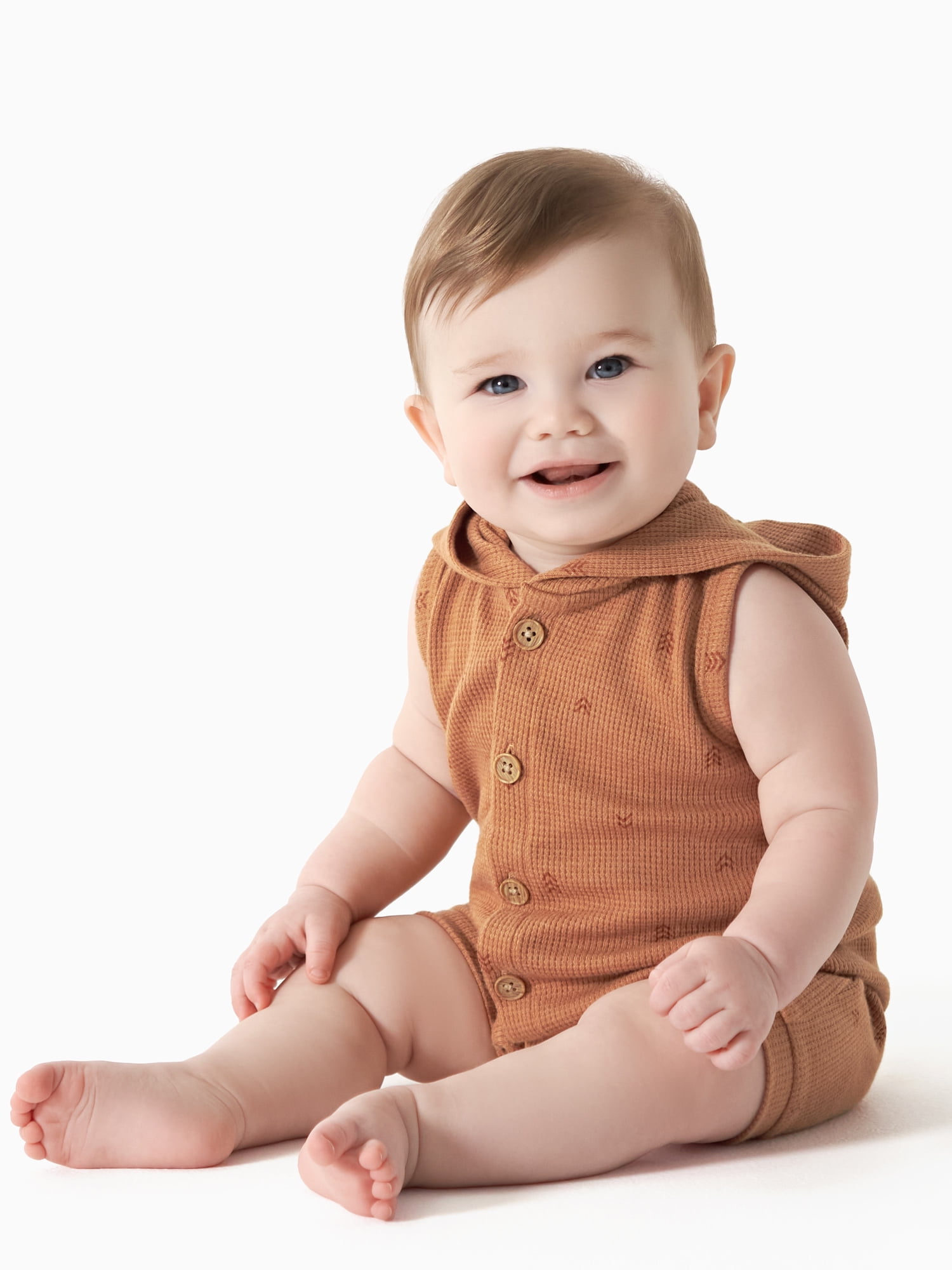 Modern Moments by Gerber Baby Boy Hooded Sleeveless Romper, Sizes 0/3M