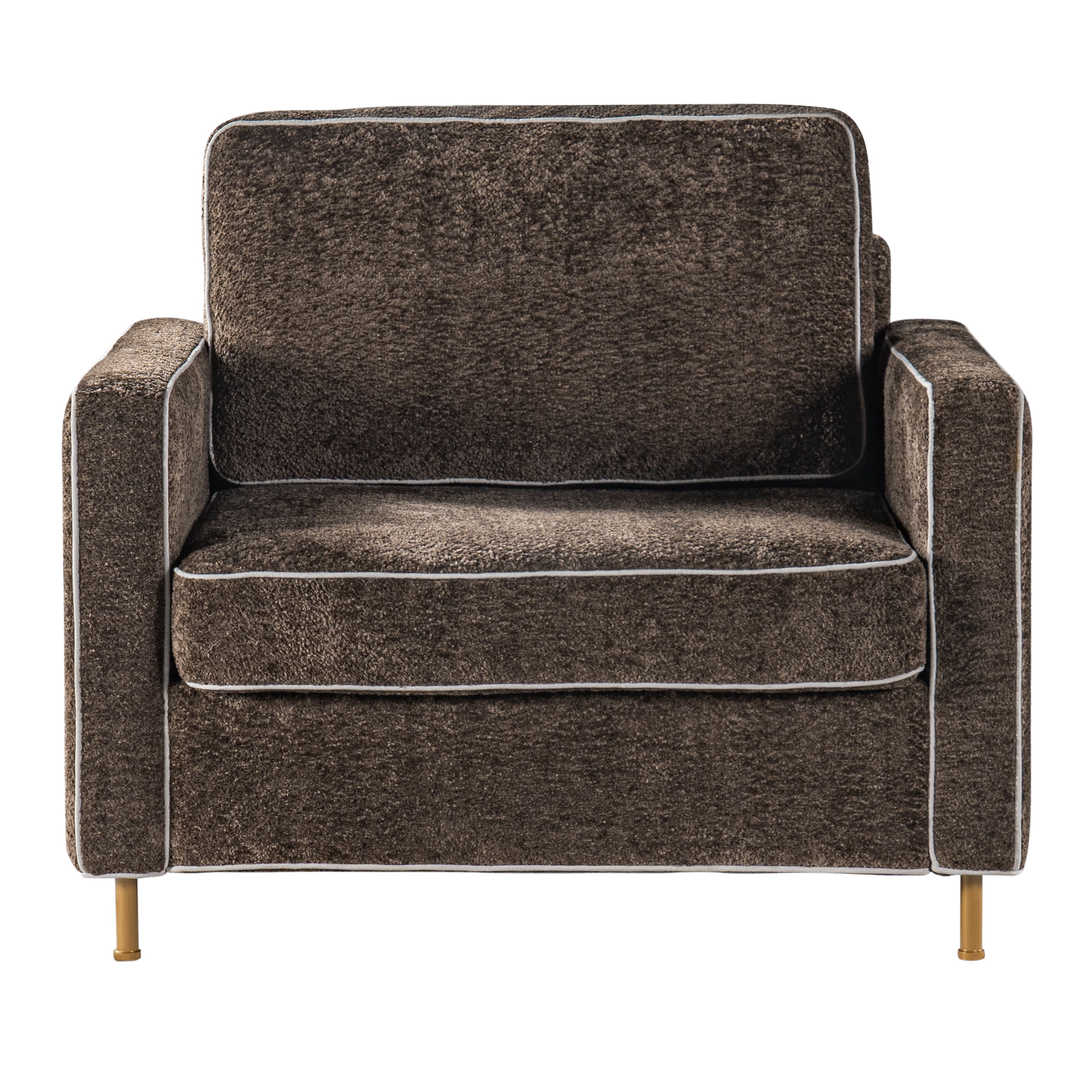 Euroco Modern Accent, Oversized Chenille Upholstered Single Sofa with Deep Seat and Wood Legs, Comfy Reading Armchair for Living Room Bedroom,Dark Brown