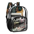 thumbnail image 2 of PVC Transparent Backpacks Clear Backpack for Travel and Outings Cheetah and Jungle Leaves, 2 of 7