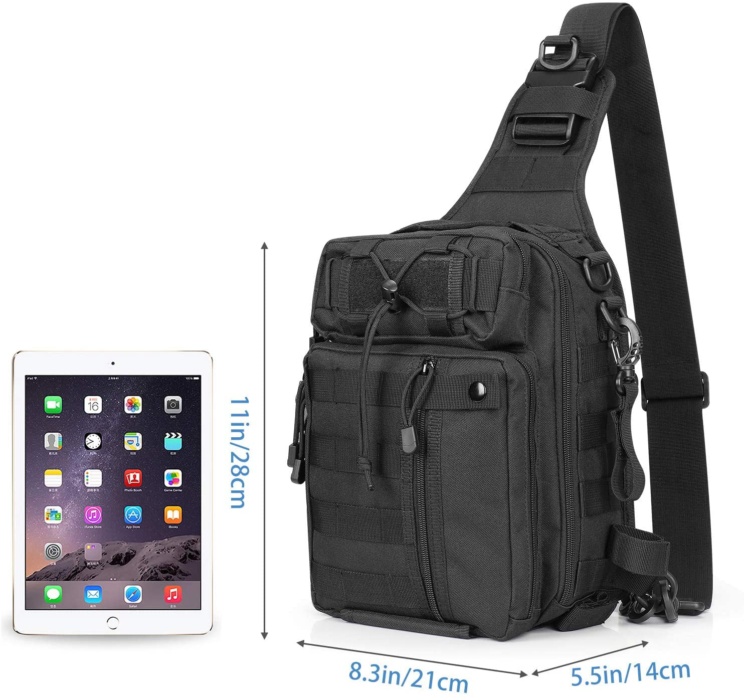 Army Green G4Free Tactical Sling Bag Backpack Fishing Tackle Storage Bag Outdoor Shoulder Backpack with Rod Holder 