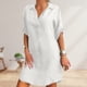 thumbnail image 4 of Camisa Mini vestido elegante para mujer, traje de vacaciones de lino y algodón de media manga (blanco S) Ygjytge Blanco T S para Mujer, 4 of 6