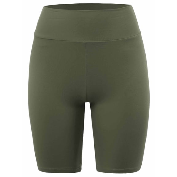 A2Y Women's Running Exercise High Waisted Bike Cotton shorts Military Green 1XL