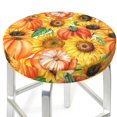 thumbnail image 3 of Picia Pumpkins And Sunflowers Pattern Round Stool Covers Comfy Seat Covers Stretch Removable Washable Chair Slipcover Round Bar Chair Cushion Cover-12 inch, 3 of 7