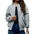 thumbnail image 1 of Comdrip Vestes pour Femmes! Veste Plissée à Col Montant avec Poches et Fermeture Éclair, Veste d'Automne pour Femmes, Gris TG, 1 of 5