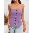 thumbnail image 4 of Sleeveless Women's Sexy Plunge Vest Jacket Button Fitted Strapless Work Suit Tank Top, 4 of 7