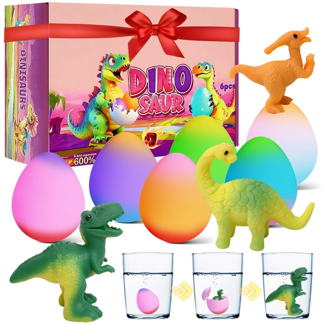 Huevos sorpresa de dinosaurio en eclosión VICHTOP, paquete de 6 para niños