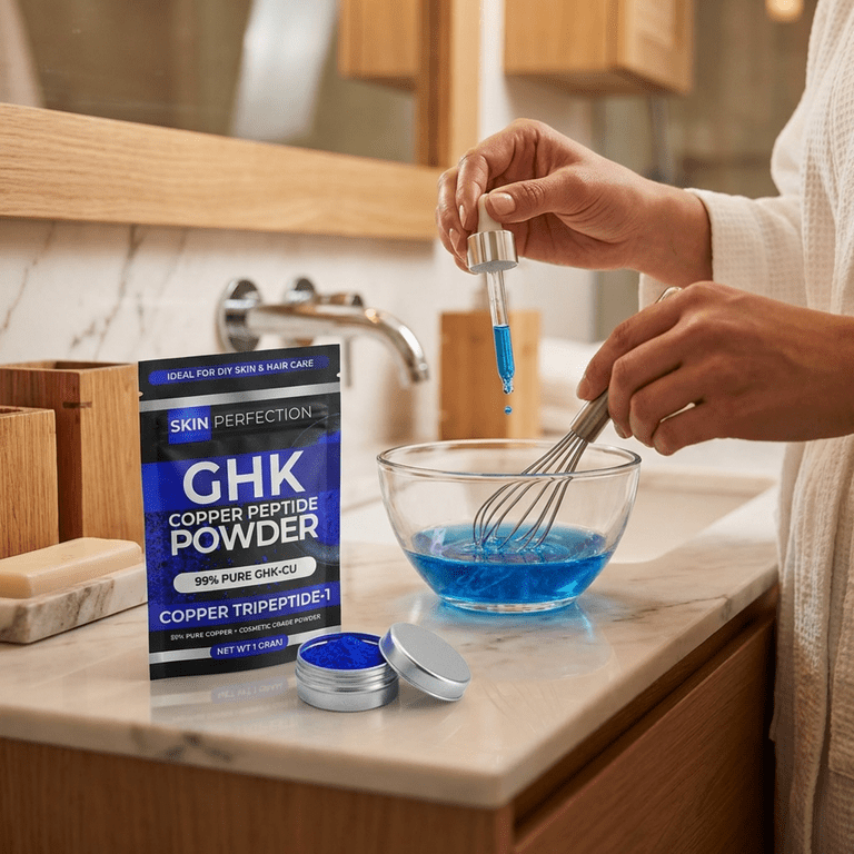 Skin Perfection Ghk-Cu Copper Peptide Powder 99.7% Pure Diy Ghk Powder to Make a Serum for Face Hair Scalp 1g