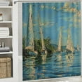 thumbnail image 6 of PRATYUS  Shower Curtain Custom Fabric Set Claude French Sailboat Ocean Beach Polyester Curtain for Bathroom Decorative Shower Curtain with Hooks, 6 of 7