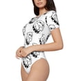 thumbnail image 2 of Haiem Cool Dog Women's Crew Neck Short Sleeve Bodysuit Tops Stretchy Slim Basic-Medium, 2 of 9