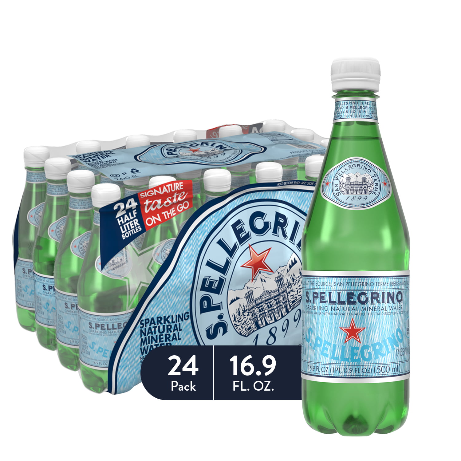 S.pellegrino Sparkling Natural Mineral Water Glass Bottles 750ml