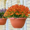thumbnail image 2 of 4 Bundles Artificial Daisy Flowers Outdoor UV Resistant Flowers Shrubs Plastic Mums Flowers Fake Daisies for Wedding Cemetery Porch Window Planter Indoor Decor (Orange Red), 2 of 5