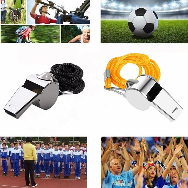 Juego de silbatos metálicos de acero inoxidable | Entrenador de árbitros Silbatos de seguridad para deportes Fútbol Fútbol Baloncesto | Sonido fuerte y nítido | Incluye cordones duraderos | Paquete