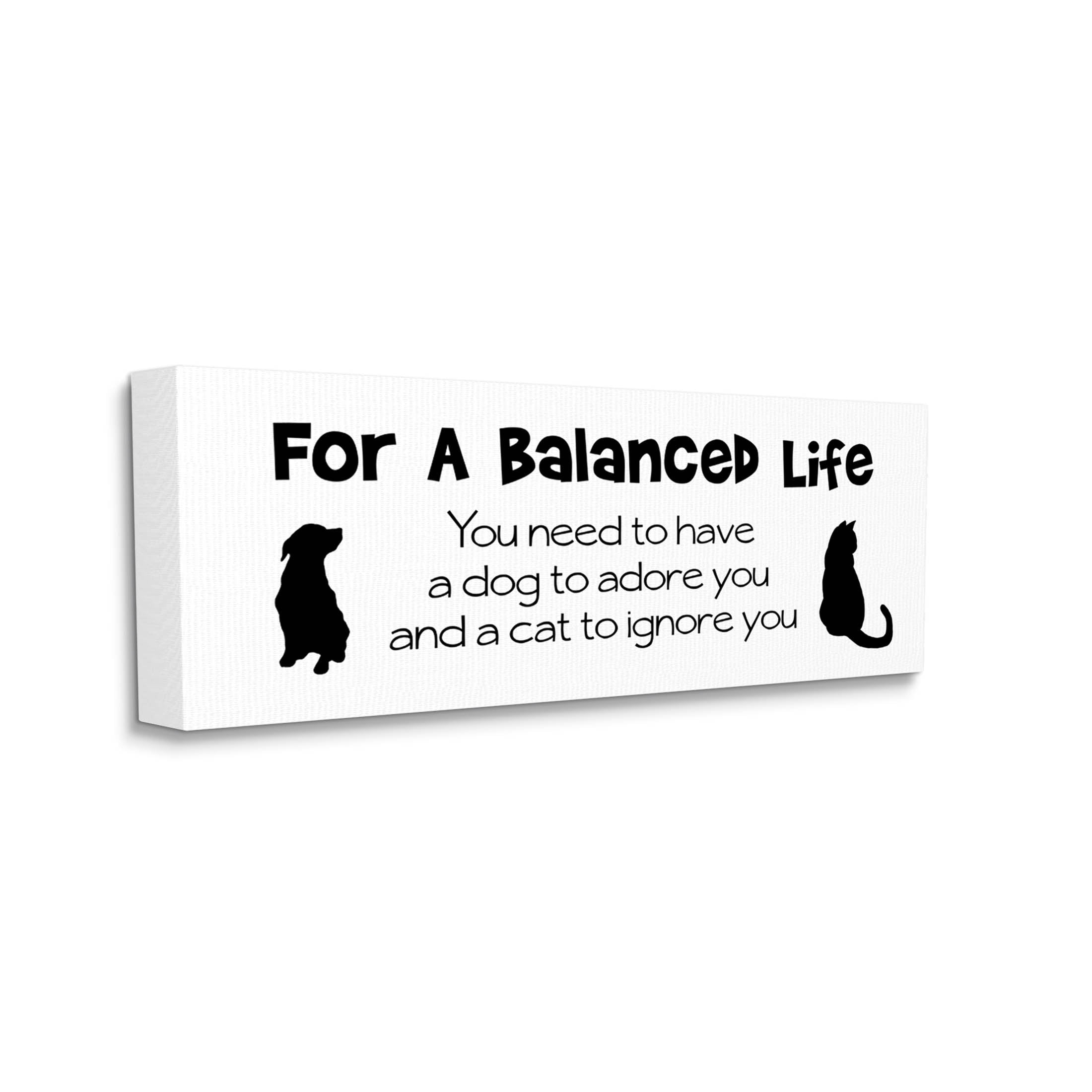 Balanced Life Cat & Dog Funny Animals & Insects Graphic Art Gallery Wrapped Canvas Print Wall Art