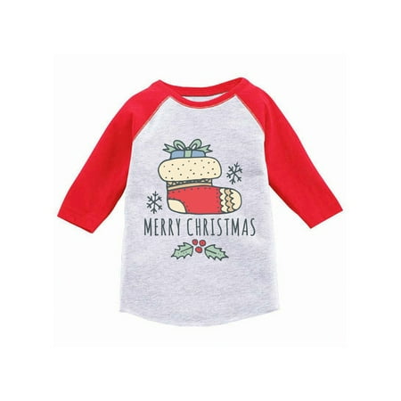 

Awkward Styles Girls Boys Ugly Christmas T-Shirt Xmas Stocking Toddler Raglan Shirt