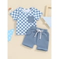 thumbnail image 2 of Biezeib Baby Shorts Set, Short Sleeve Crew Neck Plaid T-shirt with Shorts 2-piece Outfit, 2 of 9