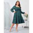thumbnail image 2 of Plus Size Floral Dresses Women's Long Sleeve Square Neck Smocked Flowy Ruffle A Line Maxi Dress, 2 of 5