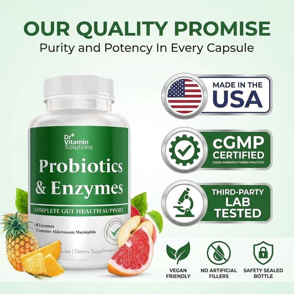 DR Vitamin Solutions GLP-1 Support Digestive Enzymes & Probiotic Supplement Capsules with Akkermansia, 30 Count